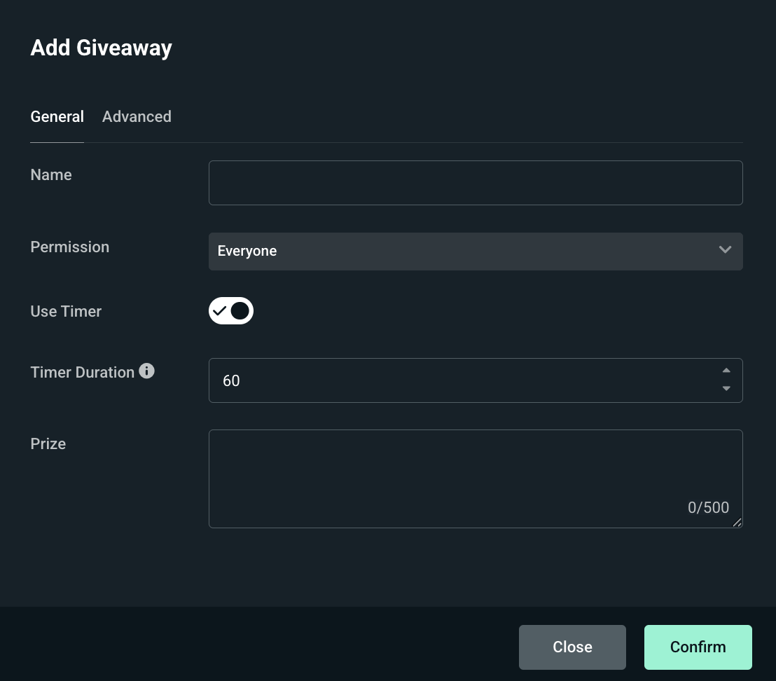 Custom giveaway settings for Cloudbot